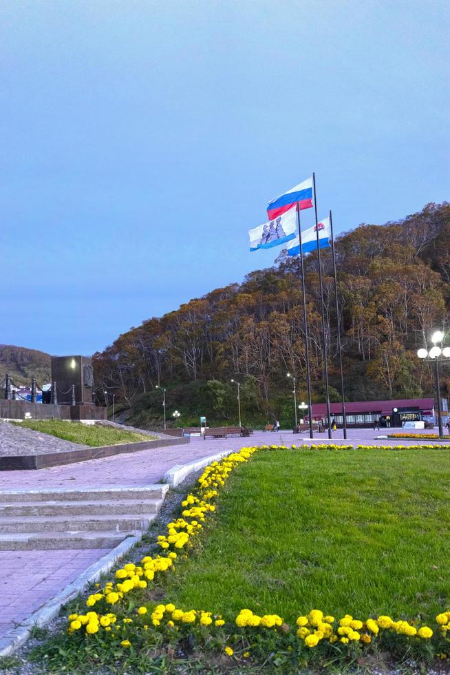 Stadtlandschaft von Petropawlowsk-Kamtschatski, Russland foto