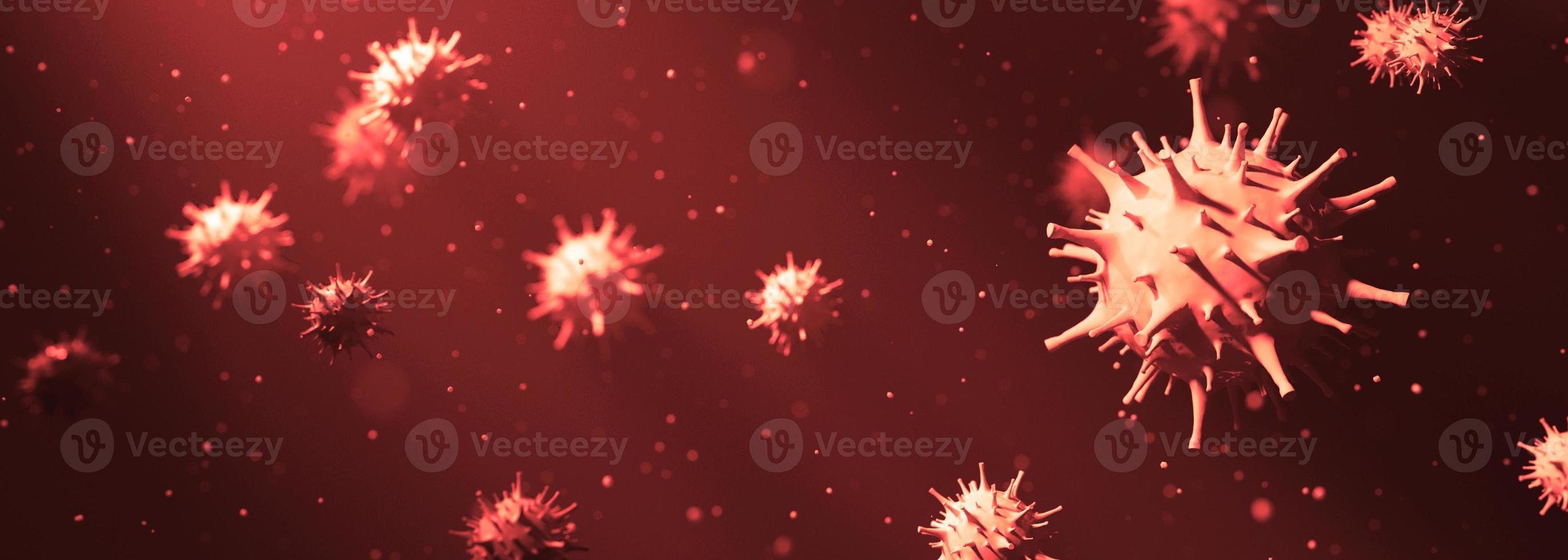 Ausbruch des Coronavirus, mikroskopische Ansicht von Influenzaviruszellen. 3D-Darstellung foto
