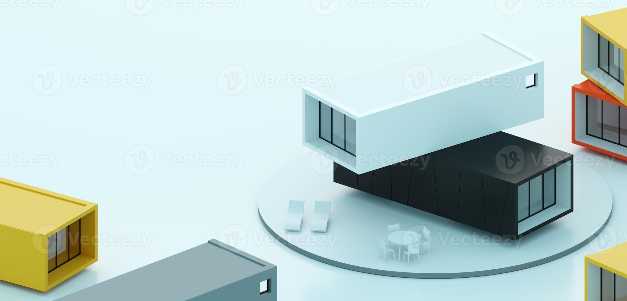 Modelllayout mit modularen Containerfarbenhäusern foto