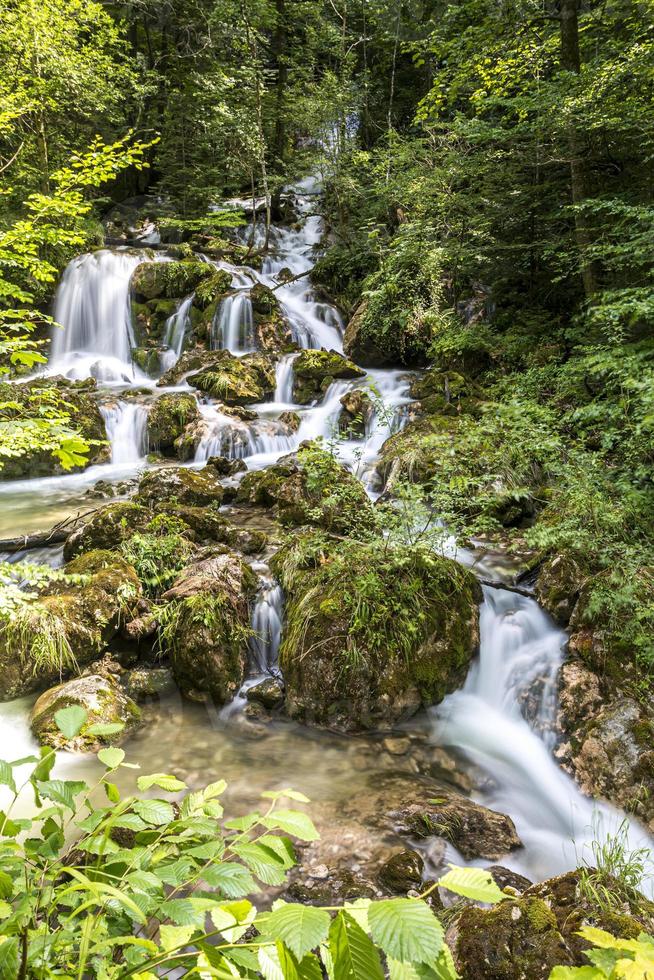 Langzeitbelichtungsfoto eines Baches im Wald in Österreich. foto
