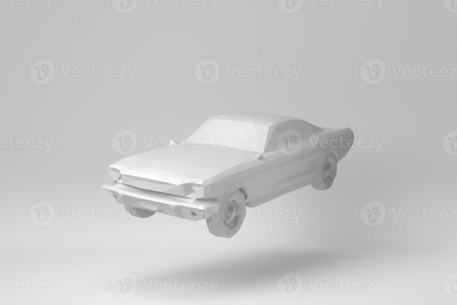 Auto isoliert auf weißem Hintergrund. Polygon minimales Konzept. einfarbig. 3D-Rendering. foto
