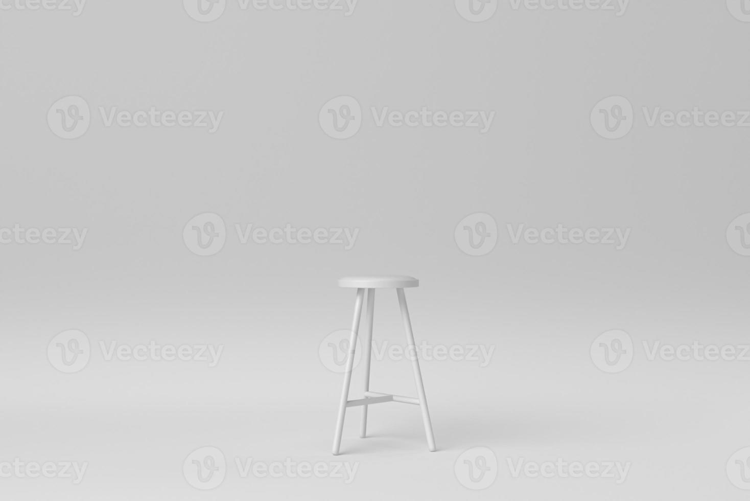 Holzhocker auf weißem Hintergrund. minimales Konzept. 3D-Rendering. foto