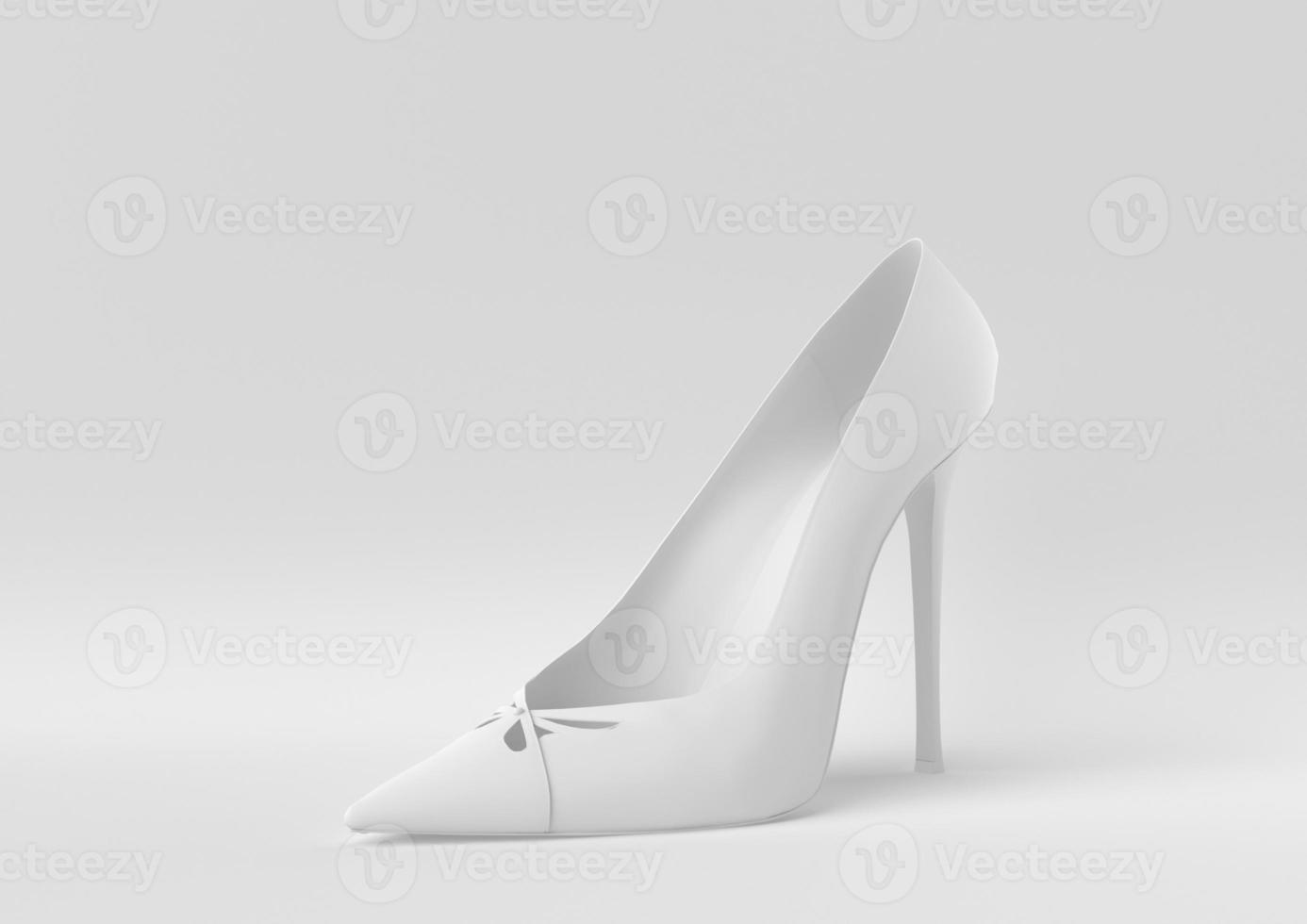 weißer Schuh im weißen Hintergrund. minimale konzeptidee kreativ. 3D-Rendering. foto