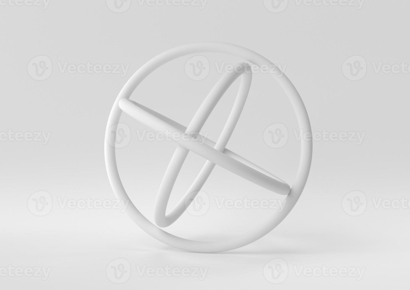 weiße abstrakte geometrische Form im weißen Hintergrund. minimale konzeptidee kreativ. einfarbig. 3D-Rendering. foto