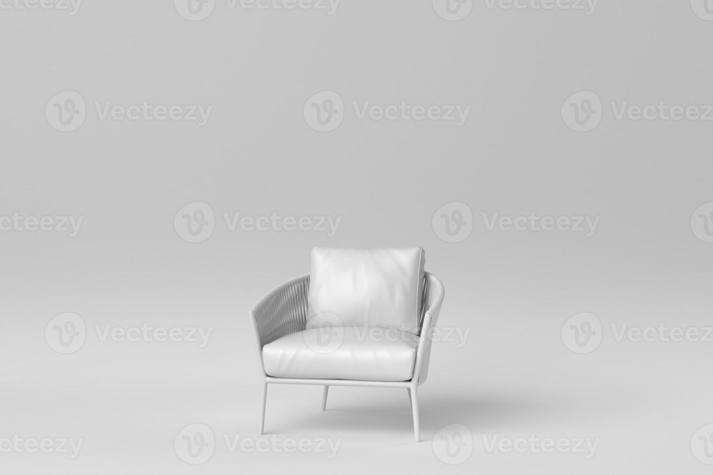 weißer moderner Stuhl auf weißem Hintergrund. minimales Konzept. 3D-Rendering. foto