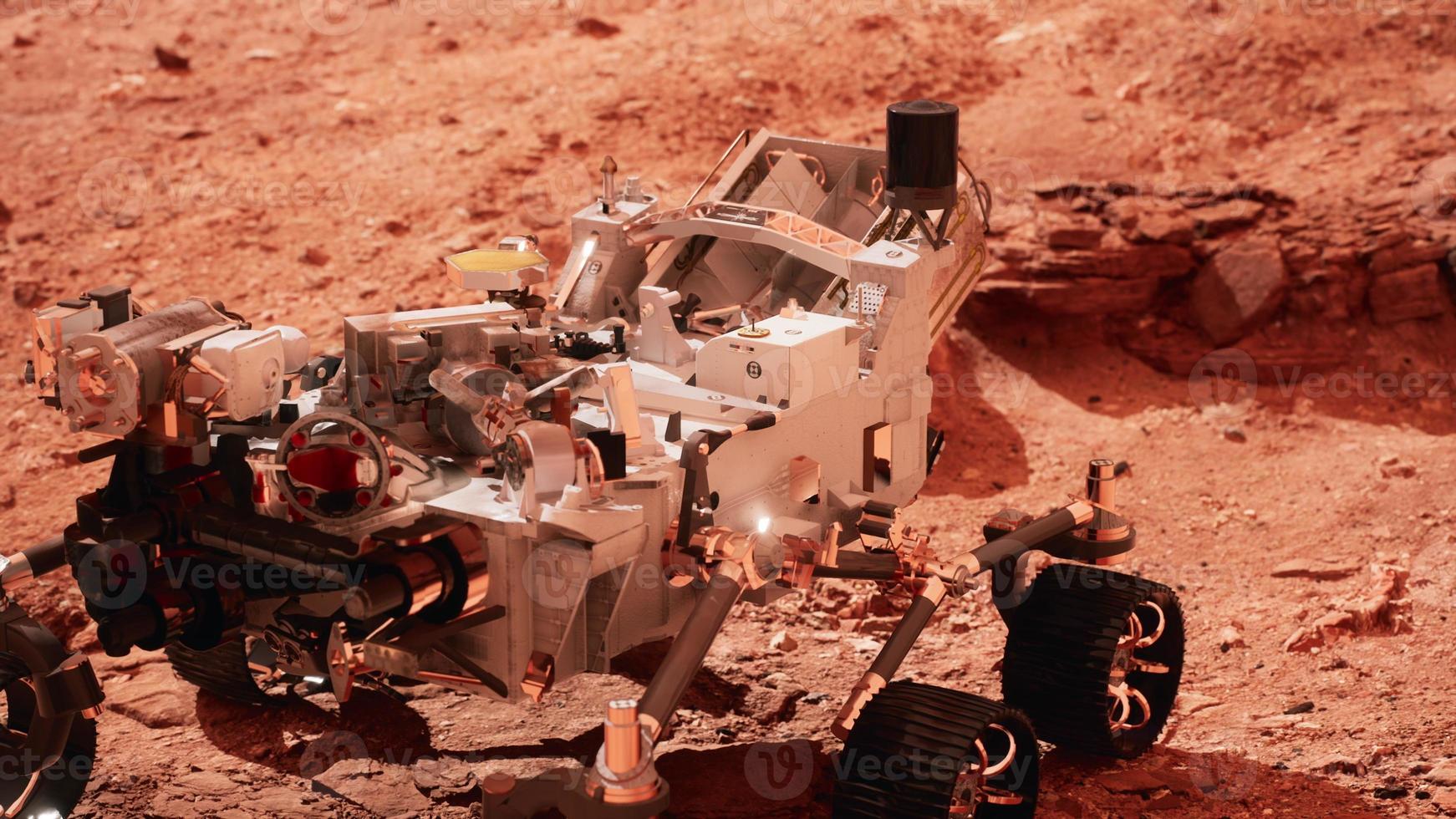 mars rover ausdauer erkundet den roten planeten. von der nasa bereitgestellte elemente. foto
