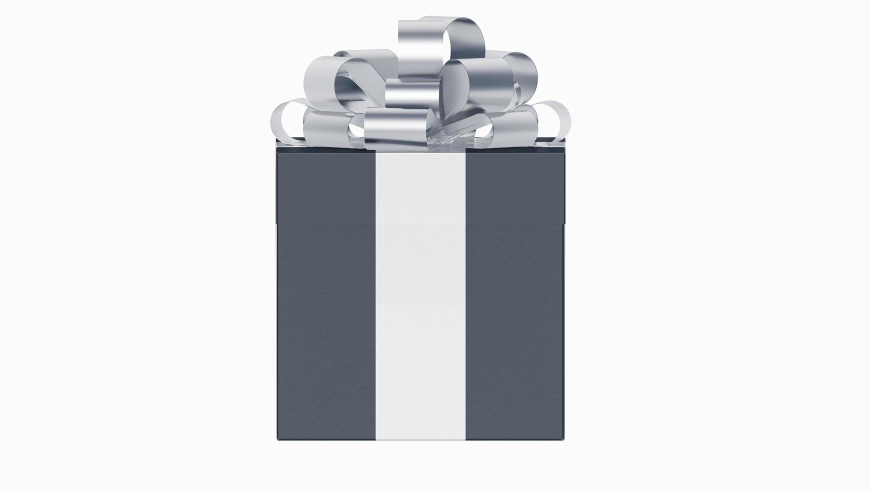 geschenkbox für weihnachts- und geburtstagsfeiern mit metallisch grünem band in 3d-ansicht foto