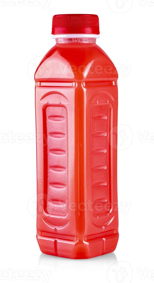 roter Frucht-Smoothie-Saft in einer Flasche isoliert auf weißem Hintergrund foto