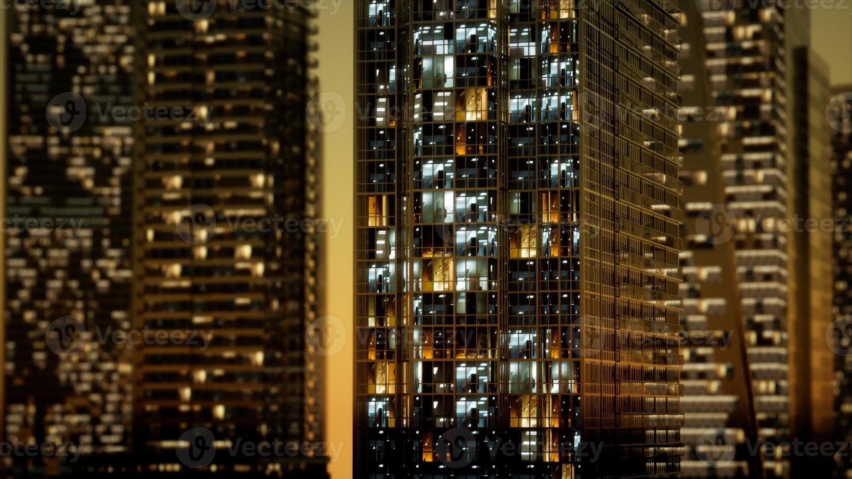 Wolkenkratzer im Geschäftsviertel in der Nacht foto