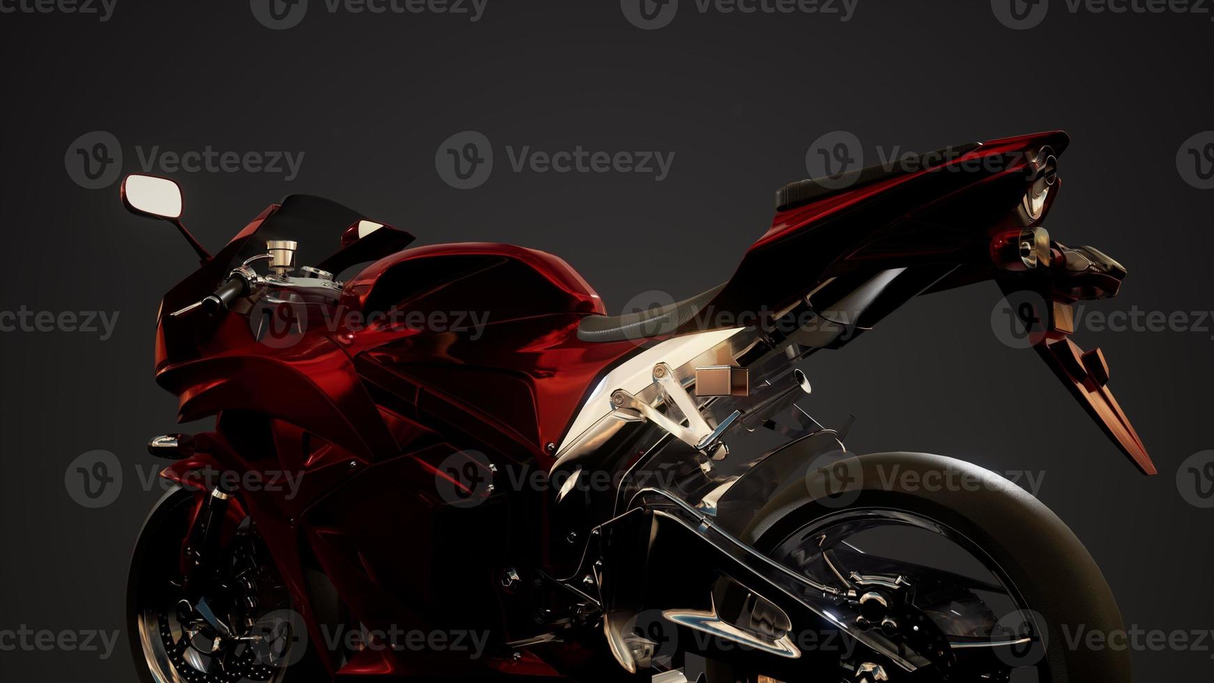 Moto-Sportrad im dunklen Studio mit hellen Lichtern foto