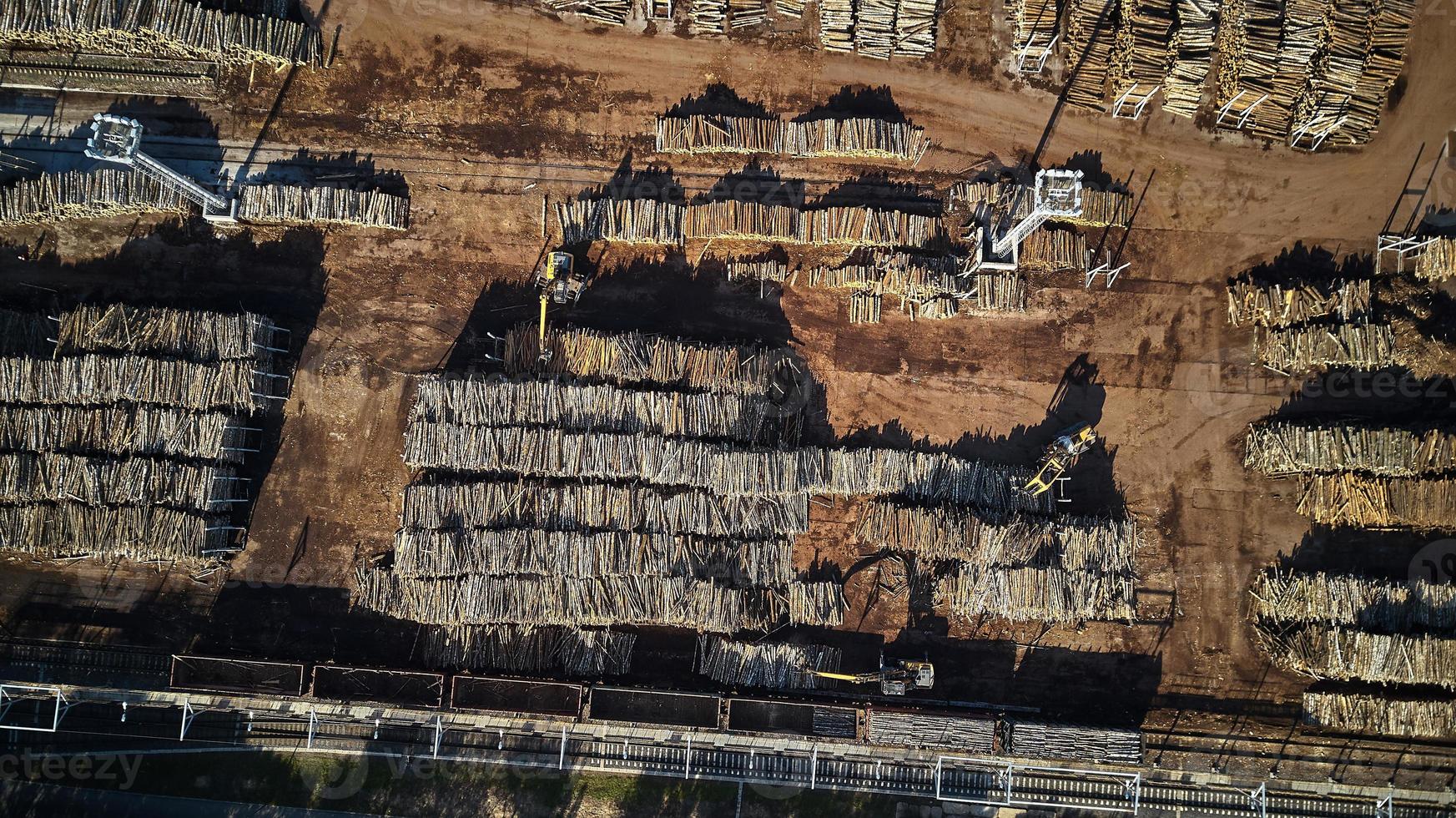 Draufsicht der Holzbearbeitungsfabrik foto