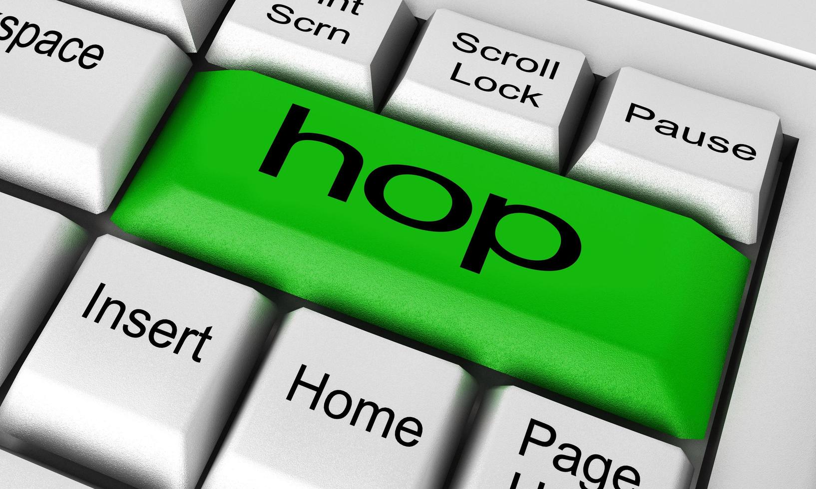 Hop-Wort auf der Tastaturtaste foto