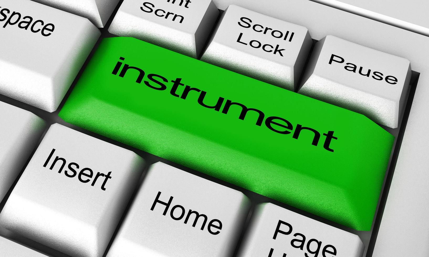 Instrumentenwort auf der Tastaturtaste foto