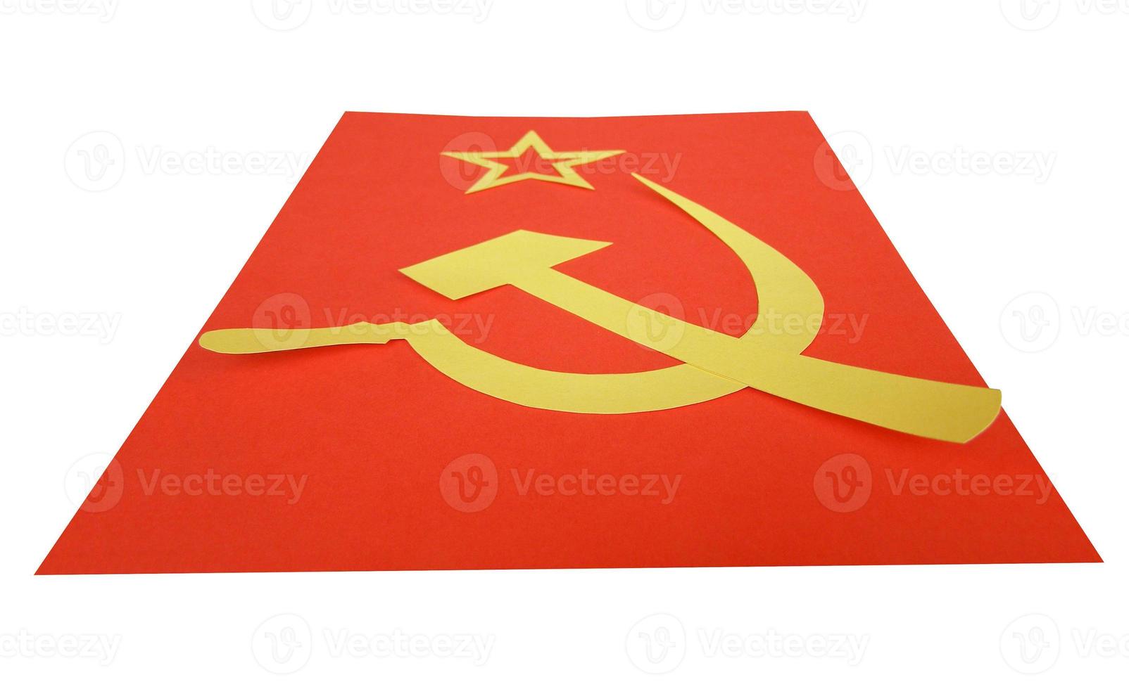 Cccp-Flagge mit Hammer und Sichel foto