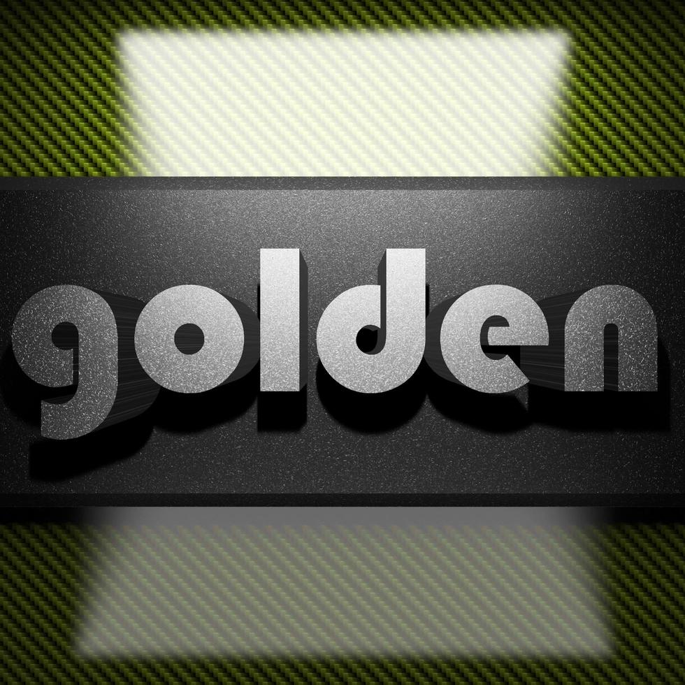 goldenes Wort von Eisen auf Kohlenstoff foto