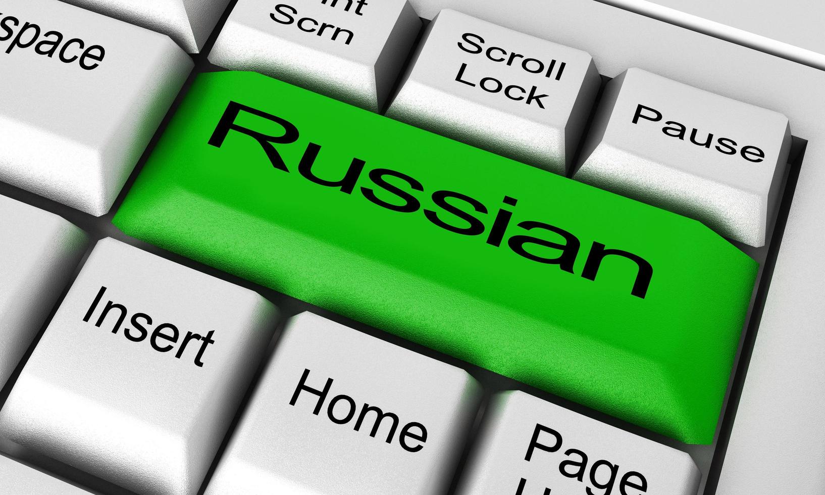 russisches Wort auf der Tastaturtaste foto