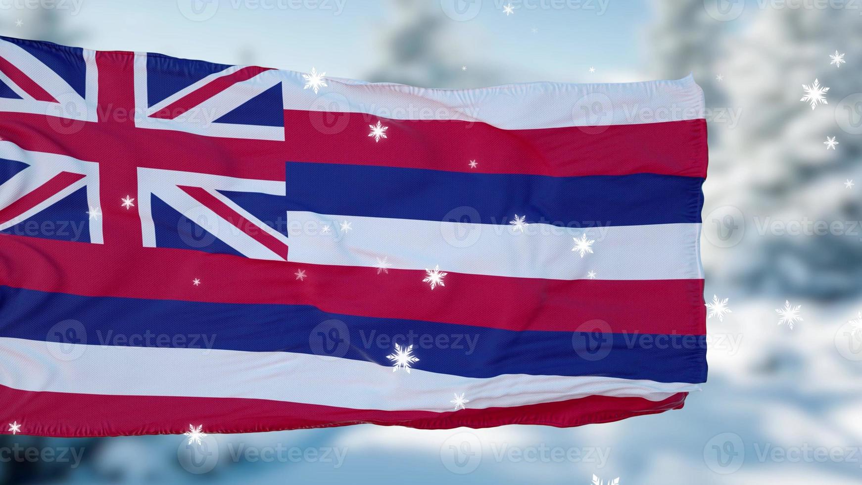 hawaii winter schneeflocken flagge hintergrund. vereinigte Staaten von Amerika. 3D-Darstellung foto