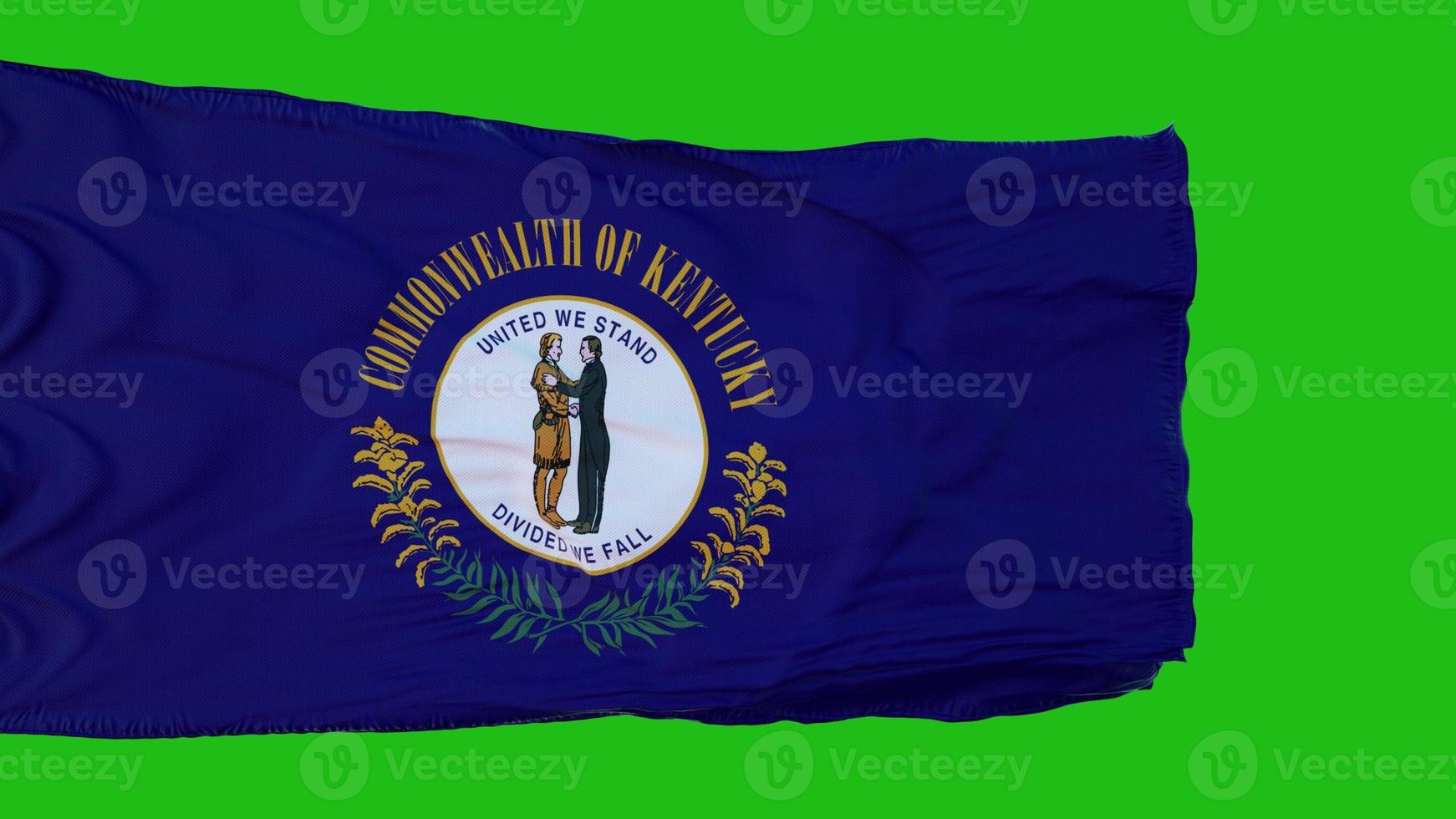 Flagge von Kentucky auf grünem Bildschirm. perfekt für Ihren eigenen Hintergrund mit Greenscreen. 3D-Rendering foto