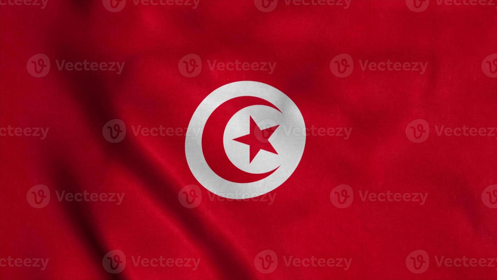 Tunesien-Flagge weht im Wind. Nationalflagge von Tunesien. 3D-Darstellung foto
