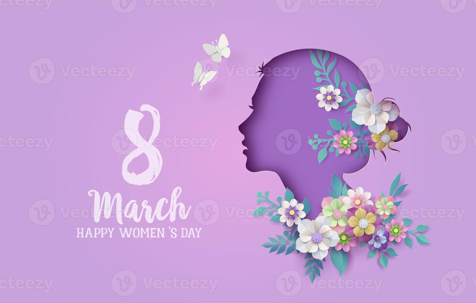 Internationaler Frauentag 8. März mit Rahmen aus Blüten und Blättern foto