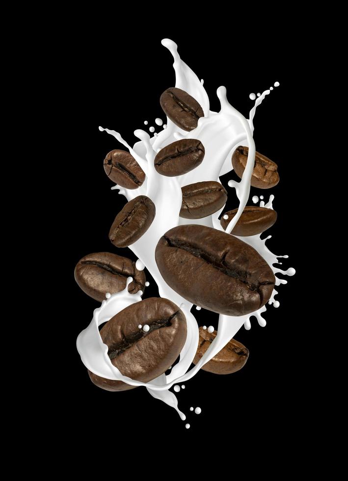 Kaffeebohnen spritzen Hintergrund foto
