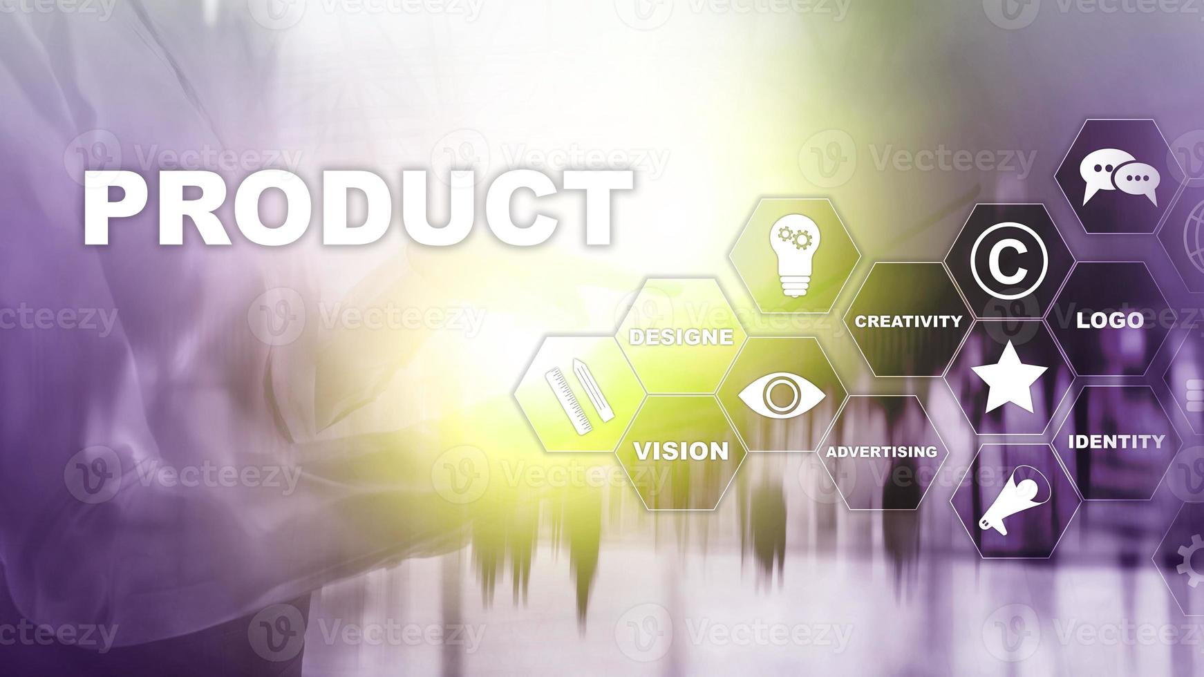 Designkonzept für die Produktwerbung für Unternehmen. Doppelbelichtung Hintergrund foto