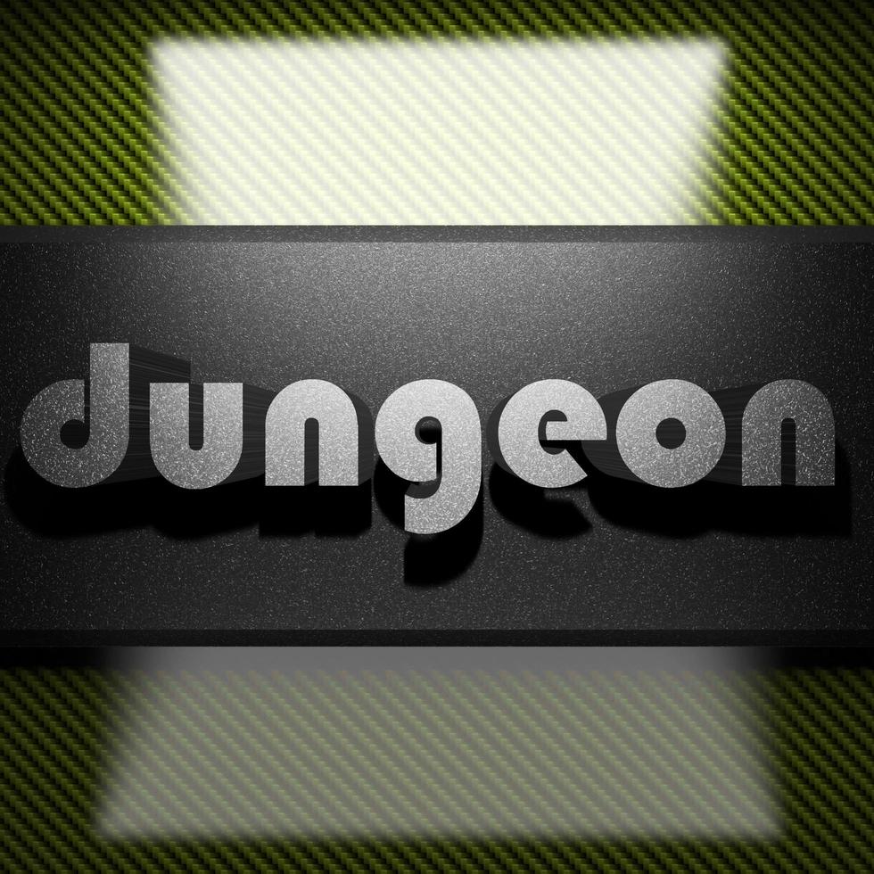 Dungeon-Wort aus Eisen auf Kohlenstoff foto