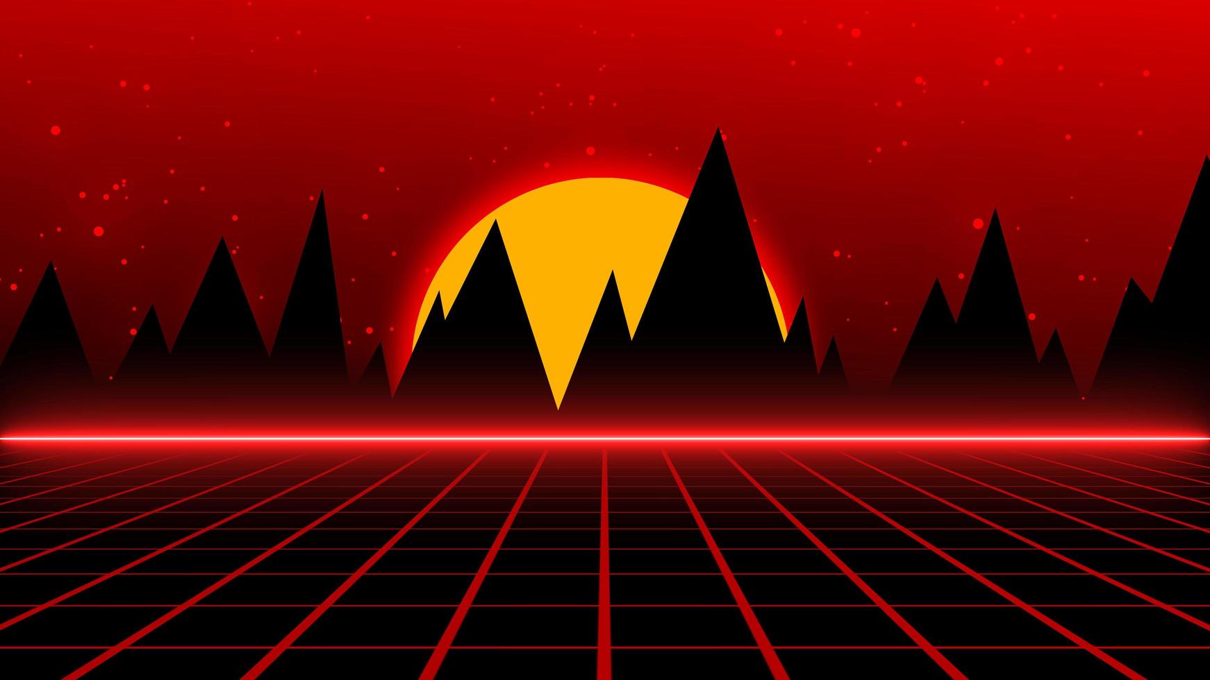 retro sci-fi hintergrund futuristische gitterlandschaft der 80er jahre. foto