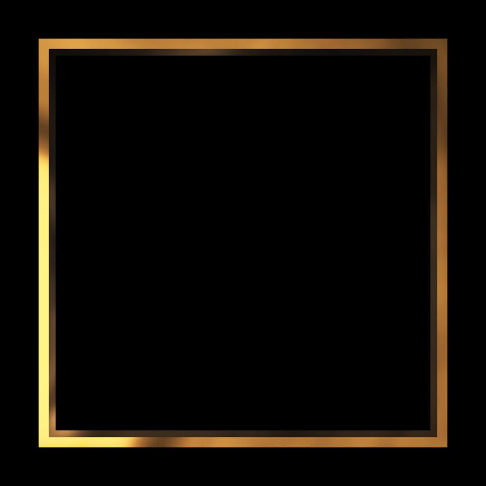 goldmetallglitter und glänzender rahmen lokalisiert auf schwarzem hintergrund foto