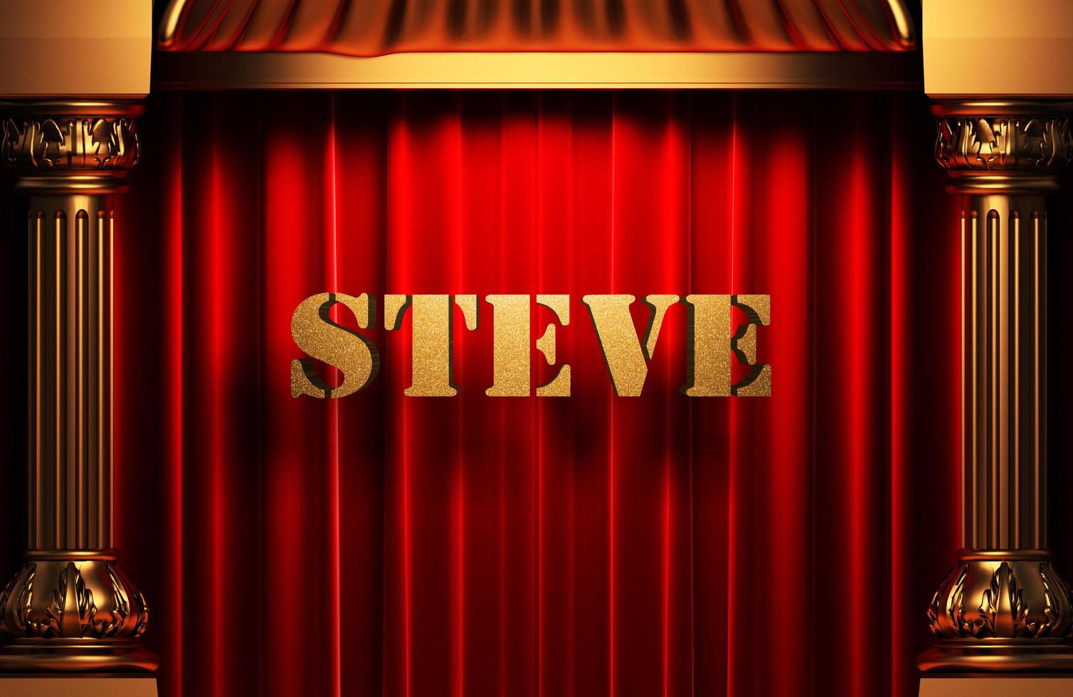Steve goldenes Wort auf rotem Vorhang foto