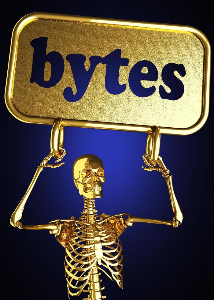 Bytes Wort und goldenes Skelett foto