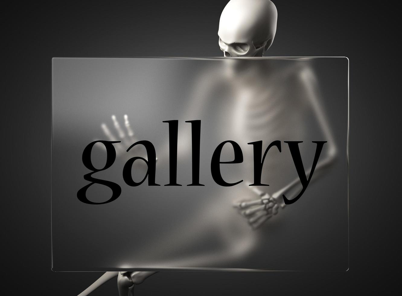 Galeriewort auf Glas und Skelett foto