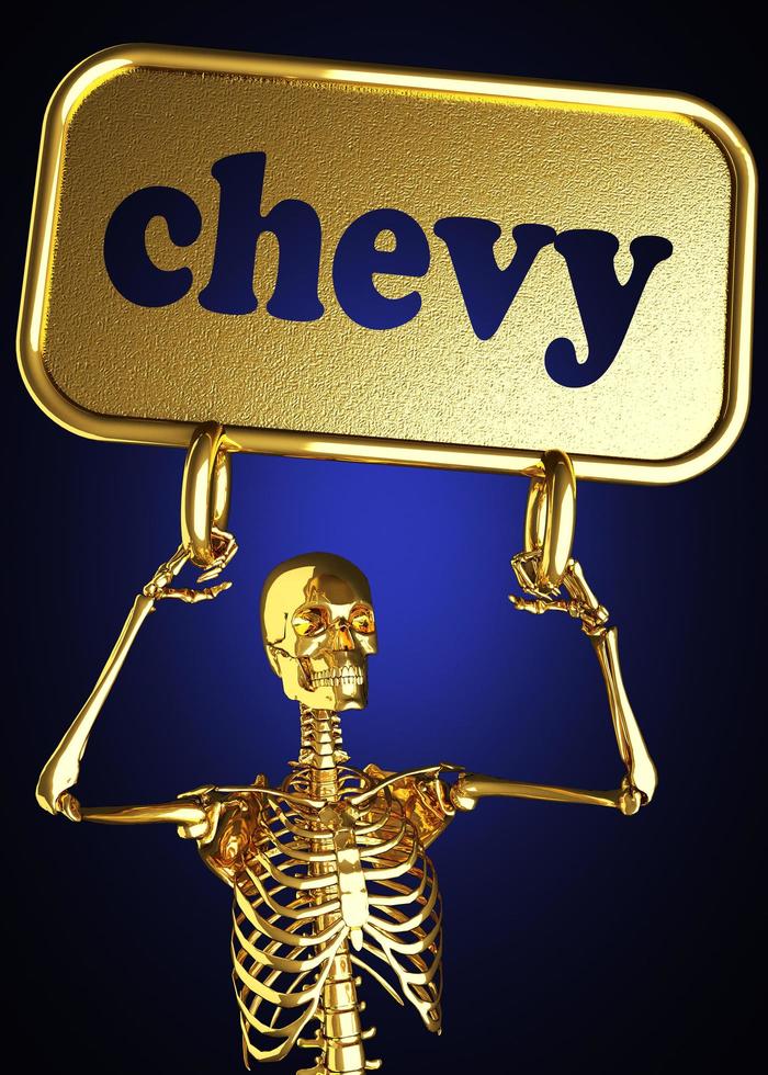 Chevy-Wort und goldenes Skelett foto