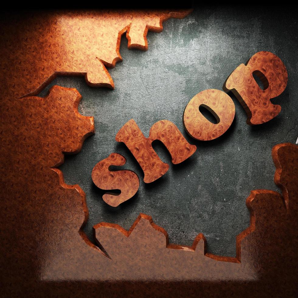 Shop-Vektor-Wort aus Holz foto