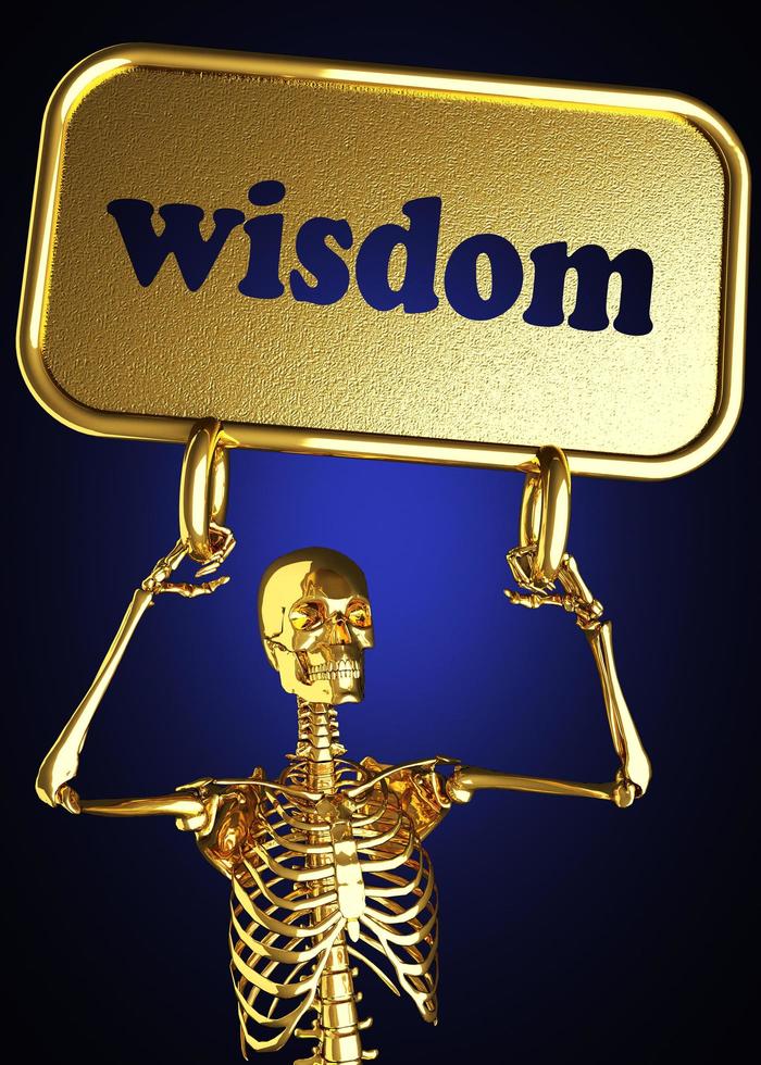 Weisheitswort und goldenes Skelett foto