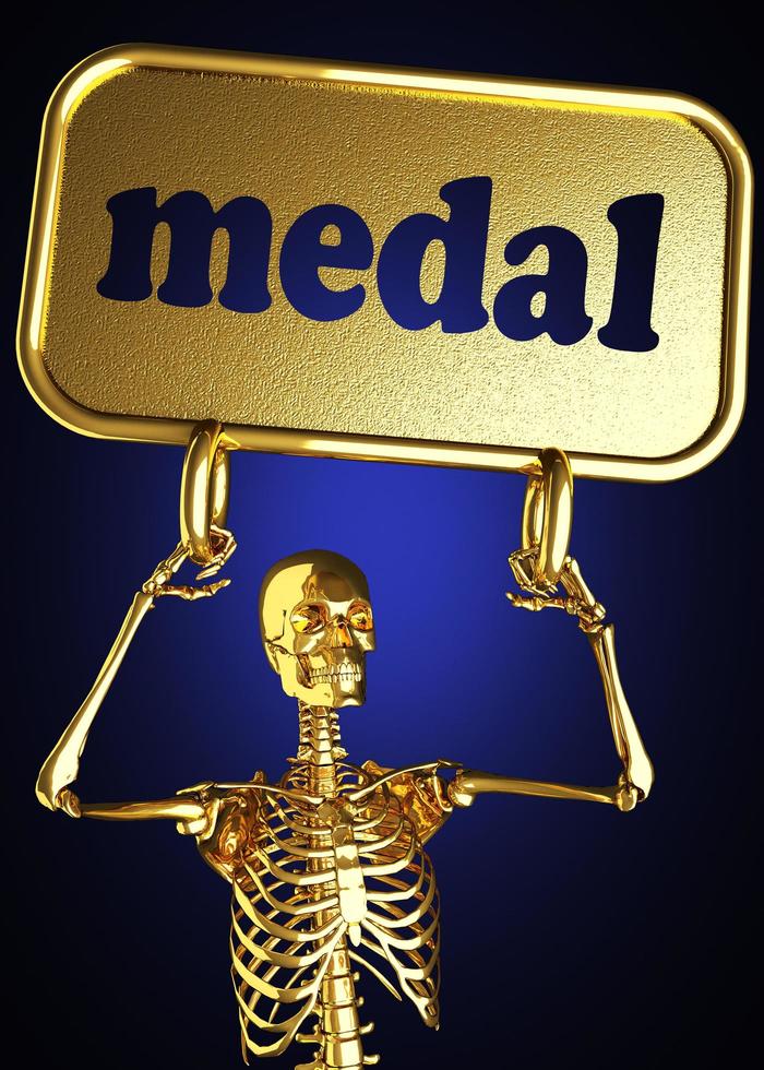 Medaillenwort und goldenes Skelett foto
