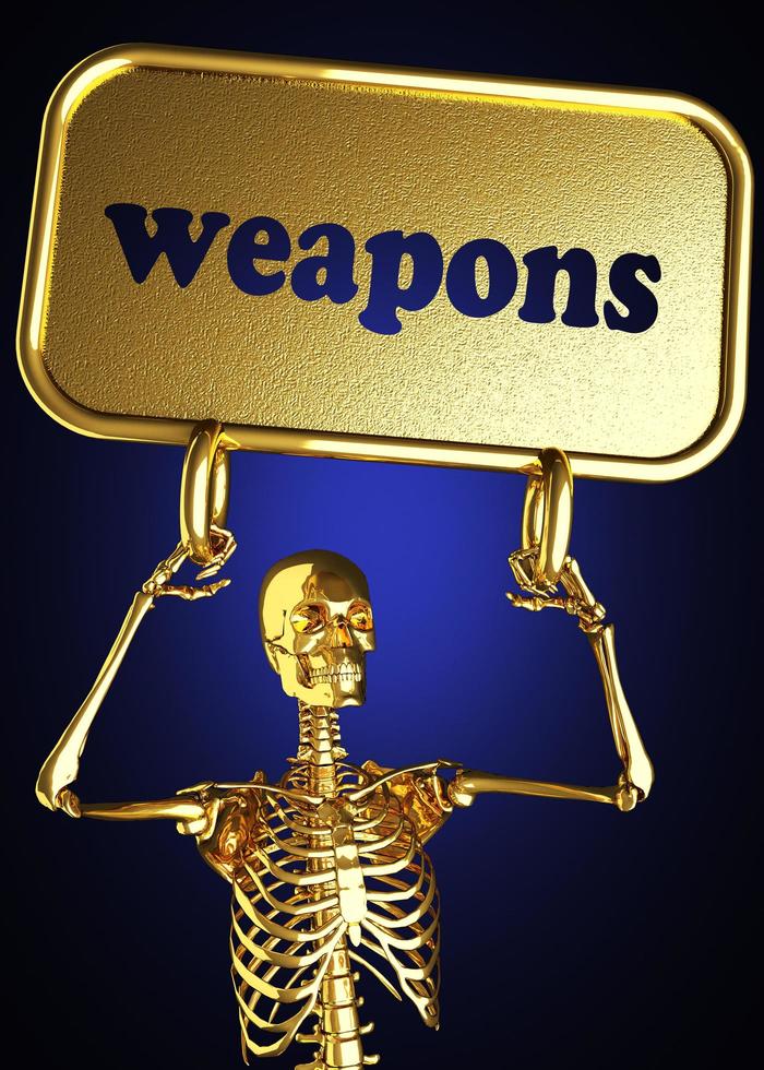 Waffenwort und goldenes Skelett foto