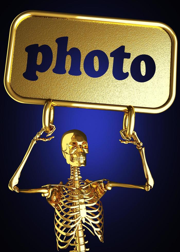 Fotowort und goldenes Skelett foto