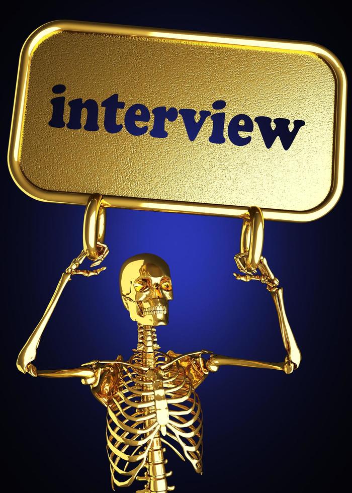 interviewwort und goldenes skelett foto