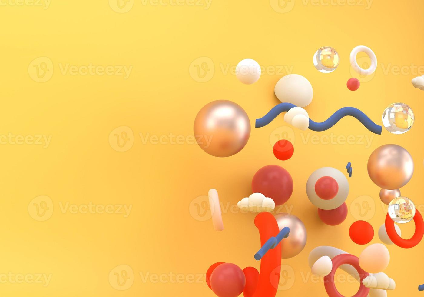 geometrische Formen auf gelbem Hintergrund, 3d foto