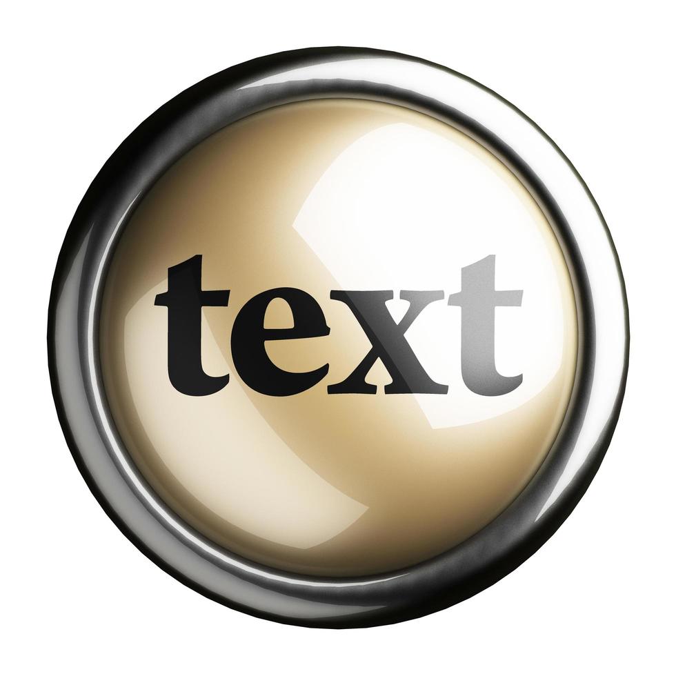 Textwort auf isolierter Schaltfläche foto