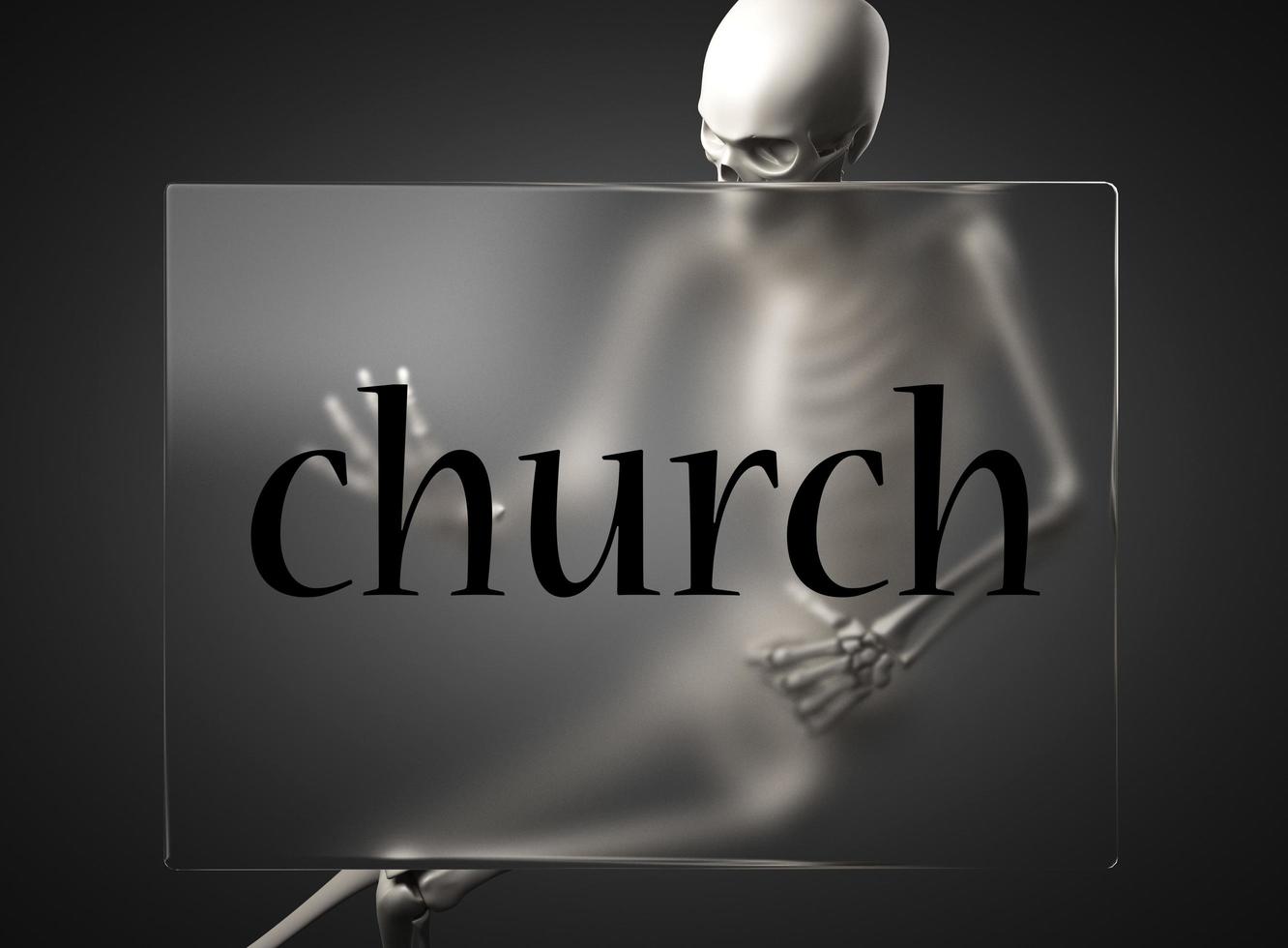 Kirchenwort auf Glas und Skelett foto