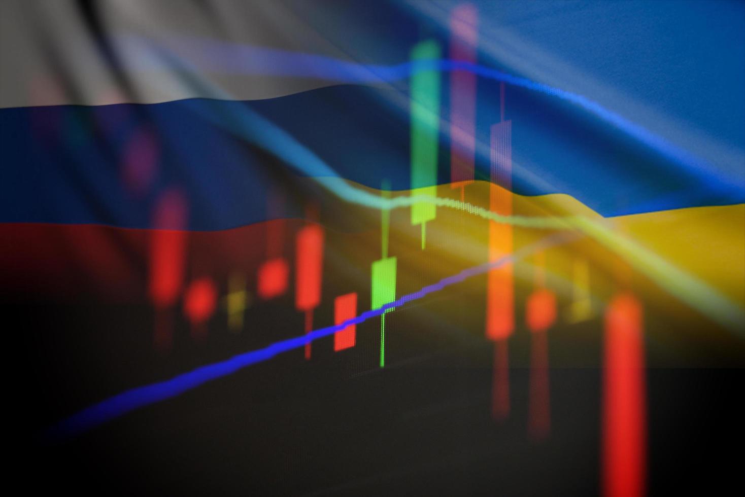 Krieg Russland und die USA in der Ukraine und im Nahen Osten. ukraine krise ukraine und russland militärischer konflikt börse verlust handel grafikanalyse investition geschäftsgrafik diagramme finanz foto