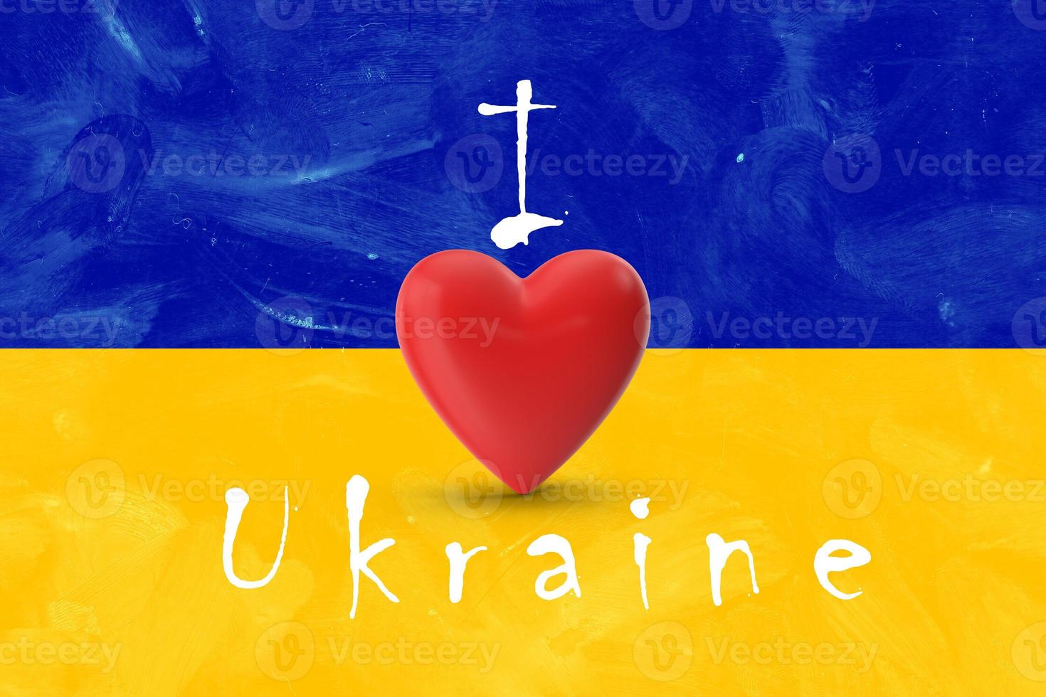 Ich liebe Ukraine. Text mit Herz foto