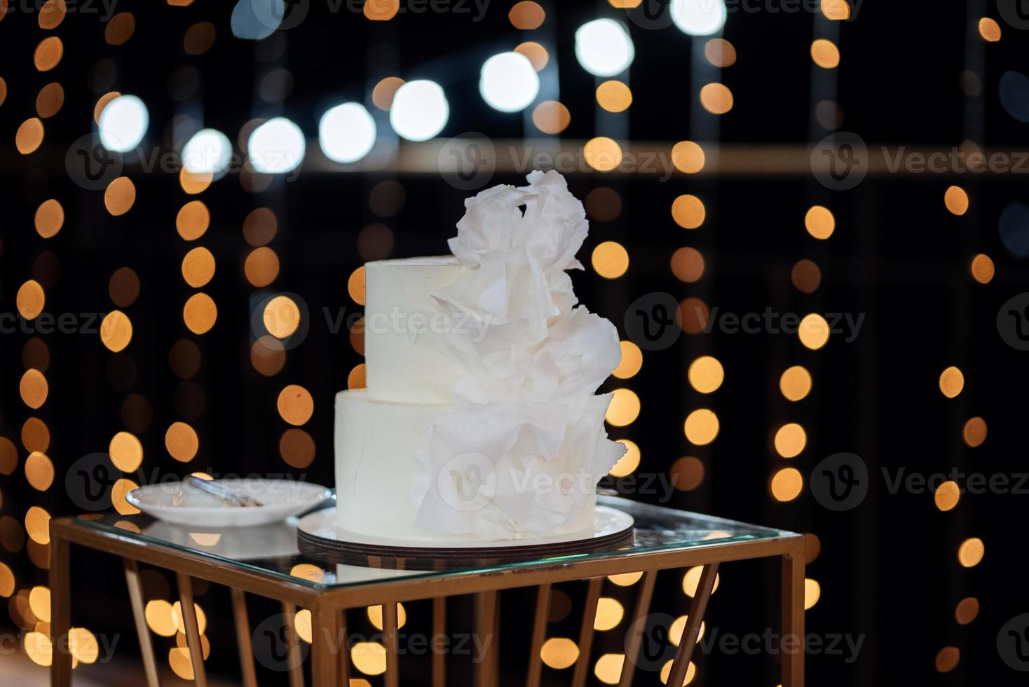 Hochzeitstorte bei der Hochzeit des Brautpaares foto