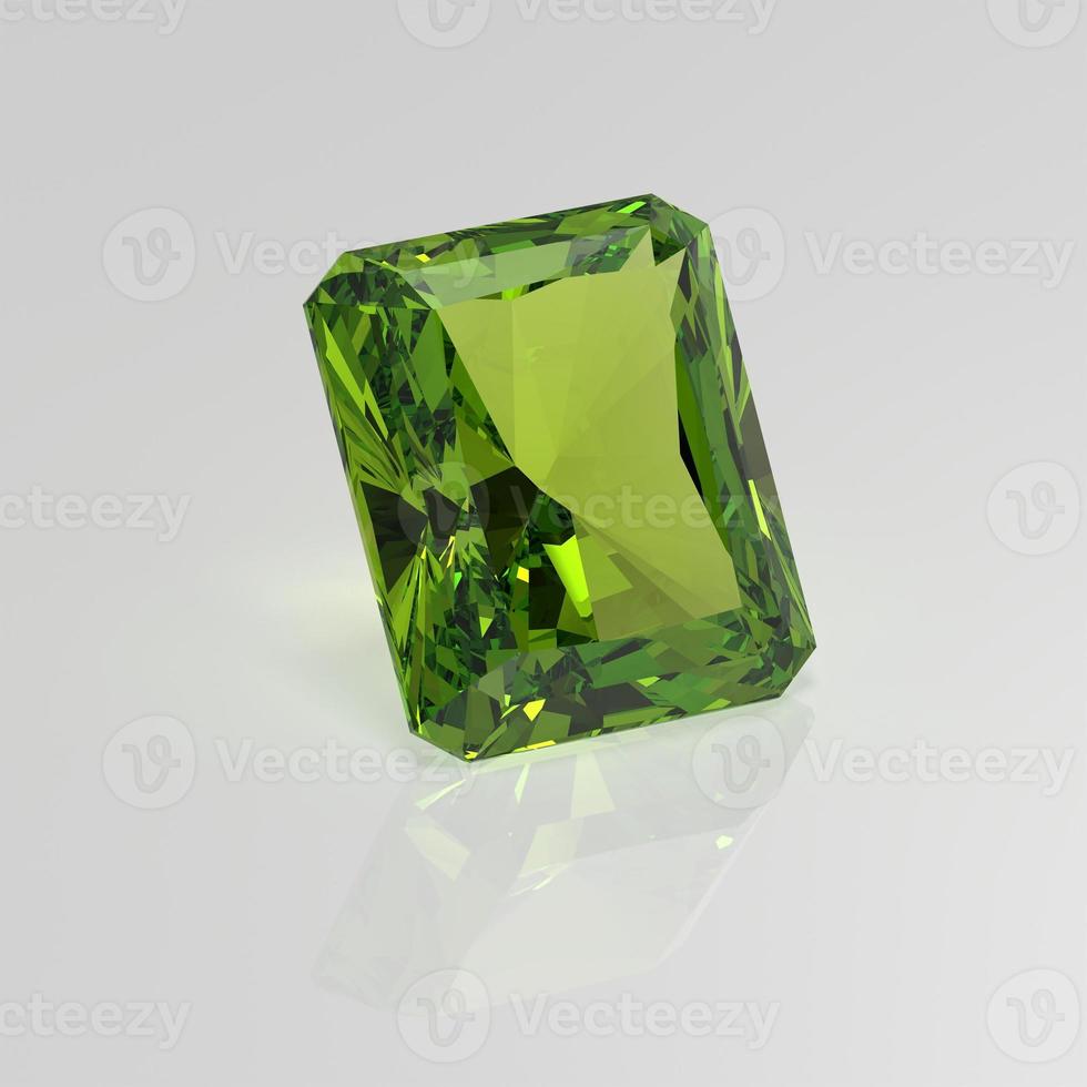 Peridot-Edelstein strahlend 3D-Rendering foto