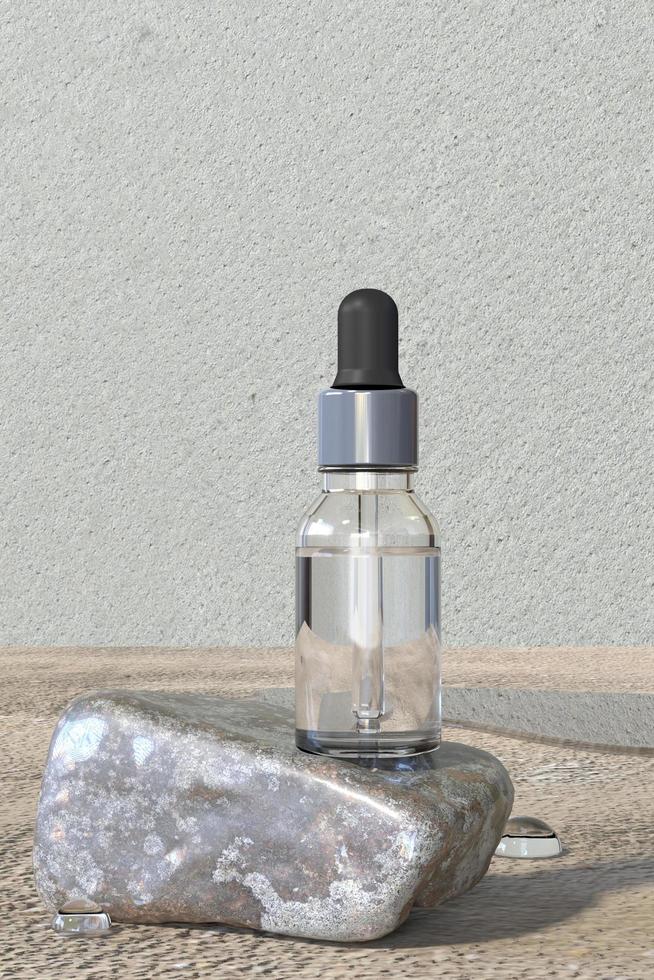 3D-Render Hautpflege feuchtigkeitsspendende Kosmetik Dropper Serum Premium-Produkte Mockup foto