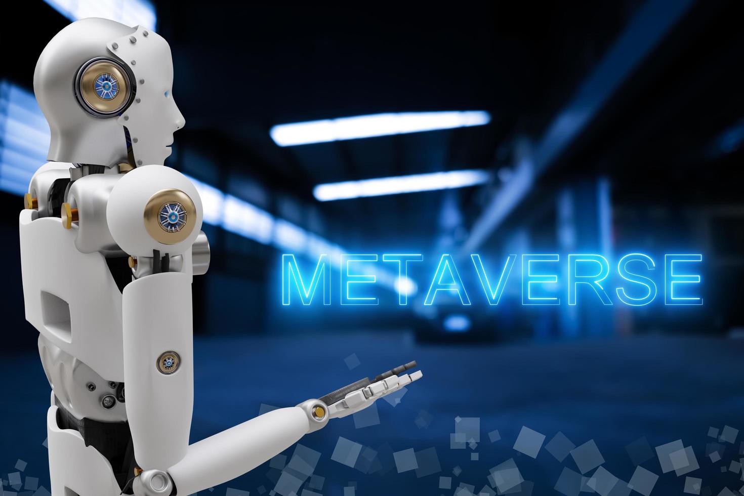 roboter metaverse vr avatar realität spiel virtuelle realität von menschen blockkettentechnologie investition, business lebensstil virtuelle realität vr weltverbindung cyber avatar metaverse menschen 2022 3d render foto