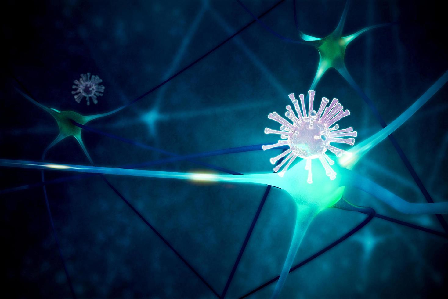virus breitet sich mit neuronenzelle aus foto