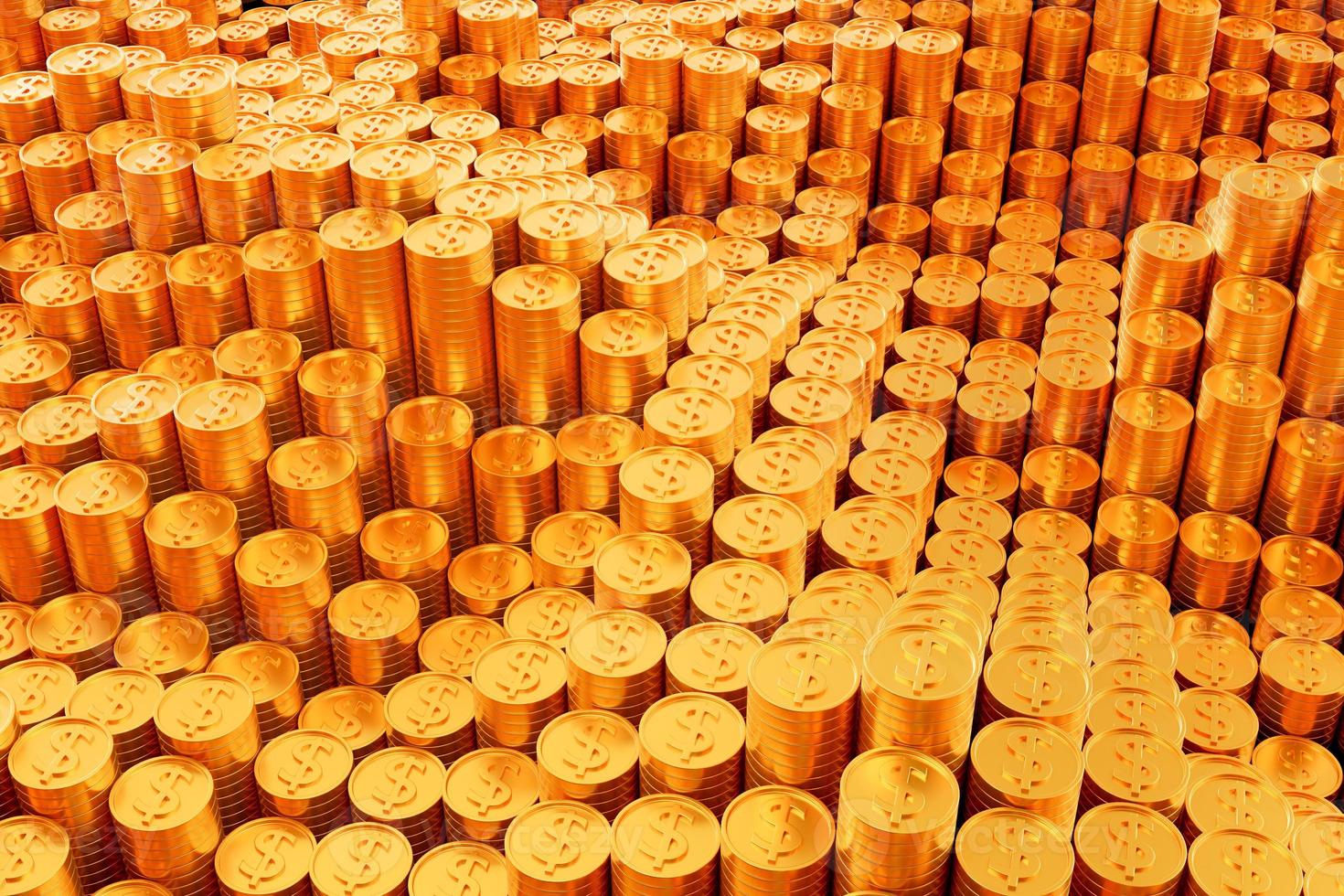 3D-Darstellung viele goldene Zylinder Hintergrund, winken viele goldene Zylinder für die Produktpräsentation. 3D-Rendering foto